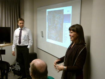 FoMA's new Chairman Timo Hyvönen and member of the Board Eija Korjula presented to the audience the vision of an open citizens' group about Malmi region and Malmi Airport in 2050.
